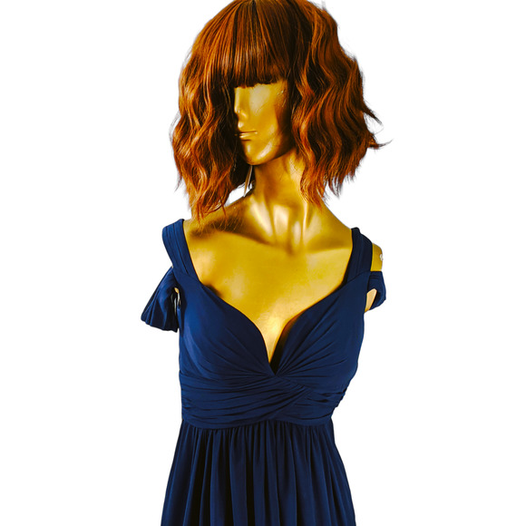 Women Bariano Australia Long Dress Navy Blue Formal Gown Slit Bridesmaid Size XS - Picture 16 of 16